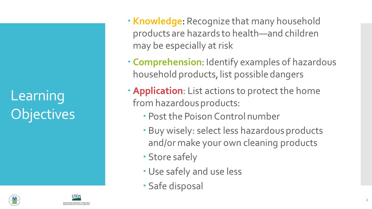 Good Health Starts At Home Hazardous Household Products 1 May Ppt 2 Learning Objectives