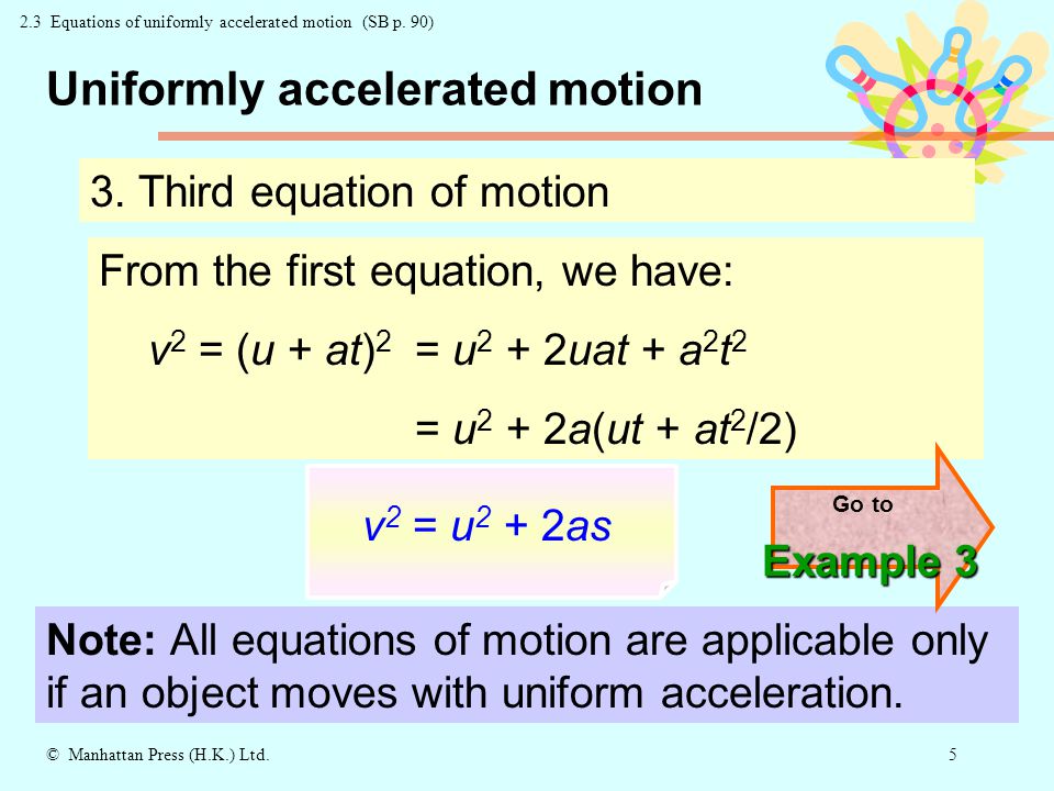 1© Manhattan Press (H.K.) Ltd. 2.3 Equations of uniformly accelerated motion.  - ppt download