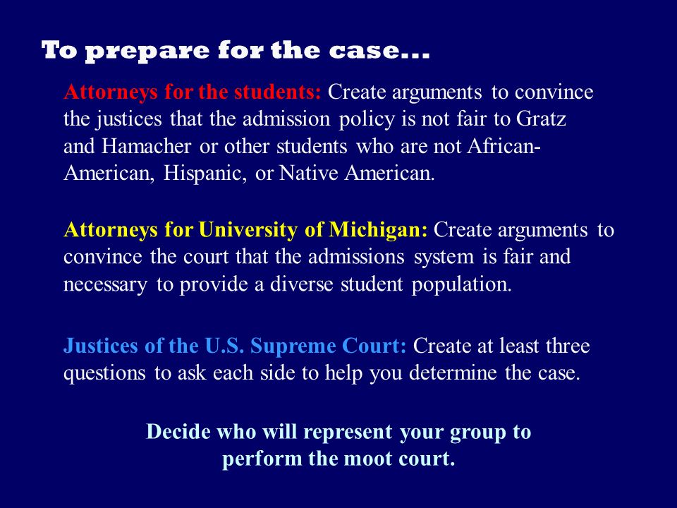 Attorneys for the university. Attorneys for the students (Gratz).