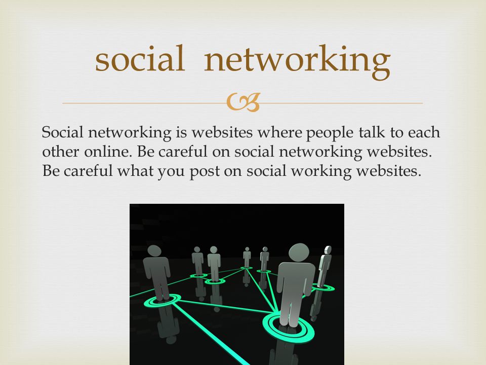  Social networking is websites where people talk to each other online.