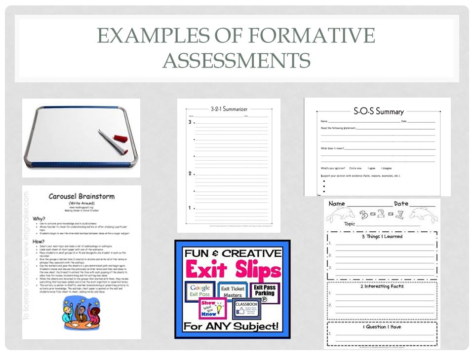 EXAMPLES OF FORMATIVE ASSESSMENTS