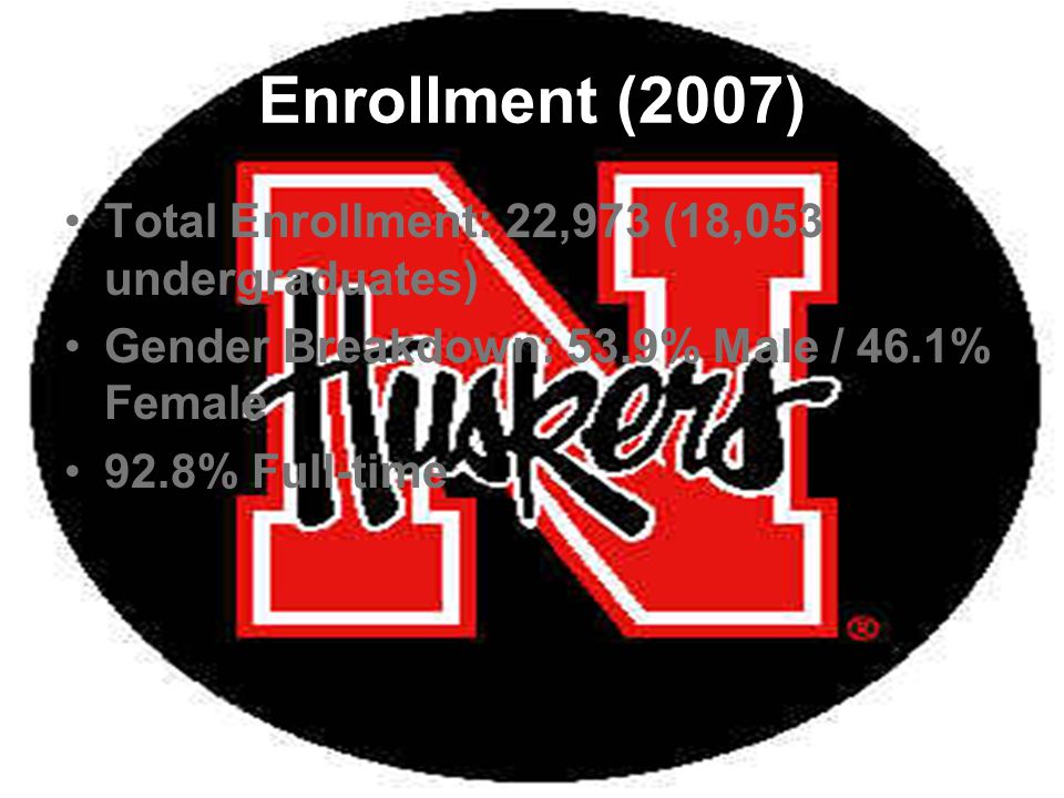 Enrollment (2007) Total Enrollment: 22,973 (18,053 undergraduates) Gender Breakdown: 53.9% Male / 46.1% Female 92.8% Full-time
