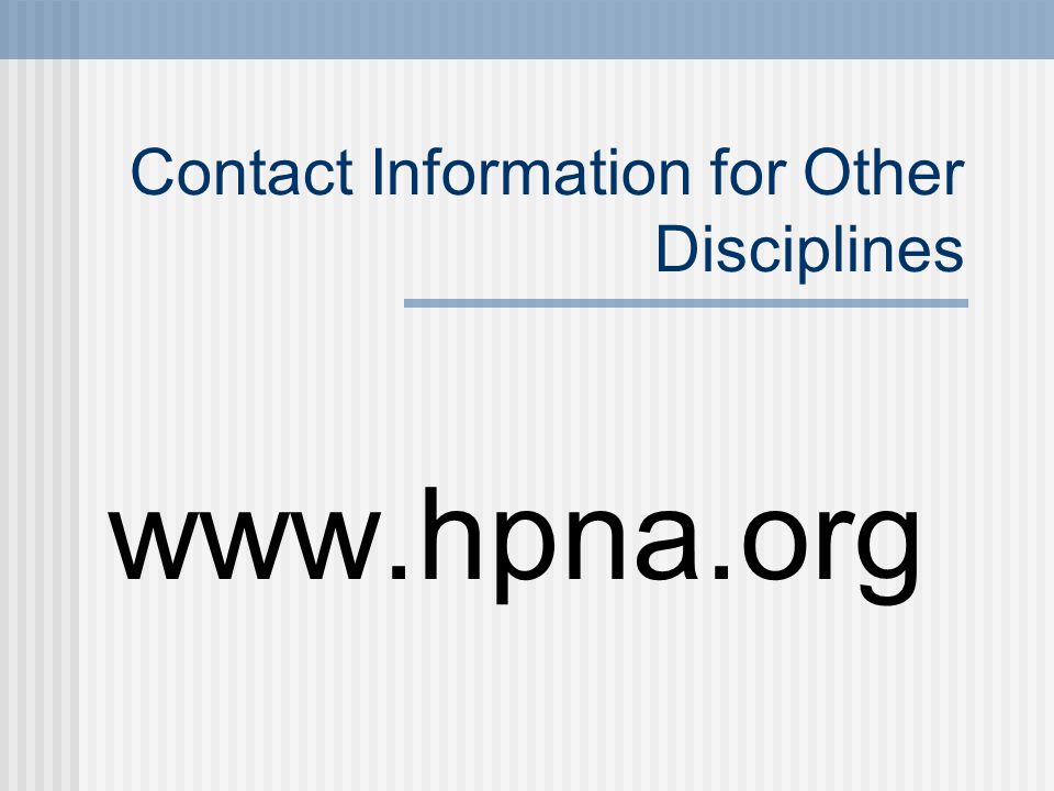Contact Information for Other Disciplines