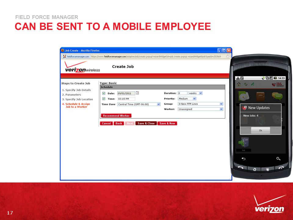17 FIELD FORCE MANAGER CAN BE SENT TO A MOBILE EMPLOYEE