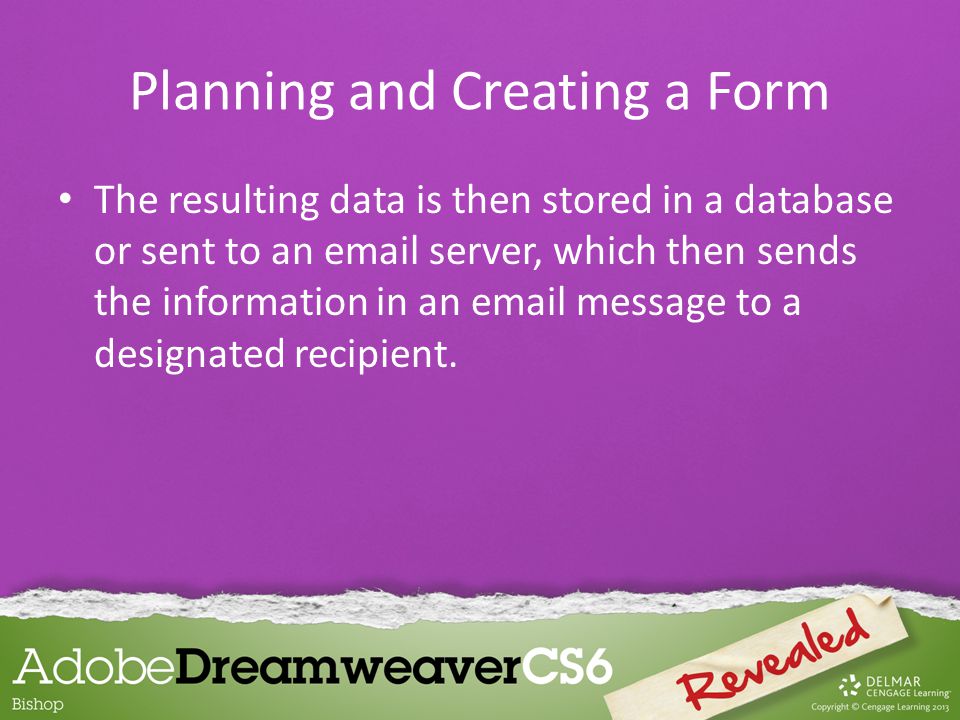 The resulting data is then stored in a database or sent to an  server, which then sends the information in an  message to a designated recipient.