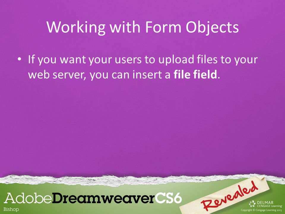 If you want your users to upload files to your web server, you can insert a file field.