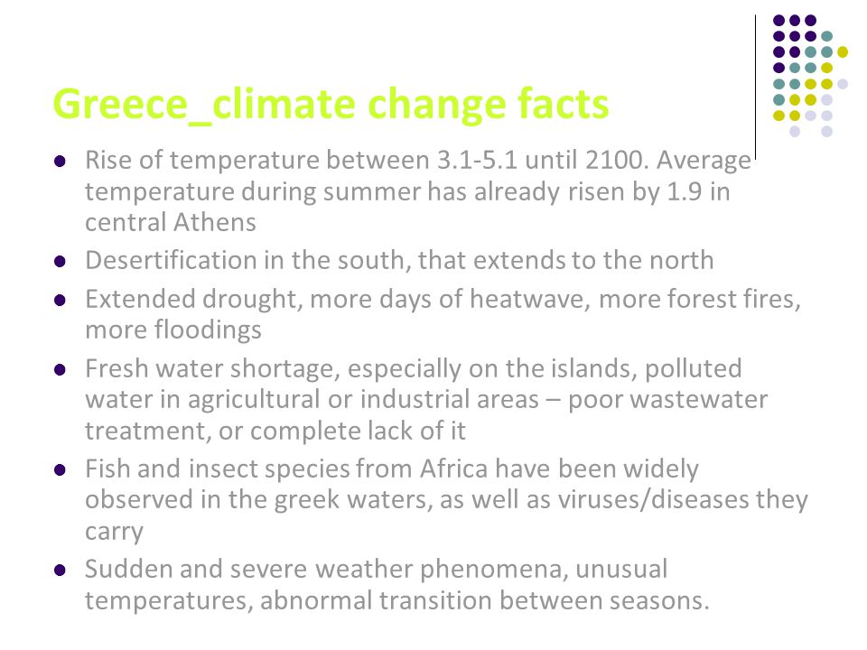 Greece_climate change facts Rise of temperature between until 2100.