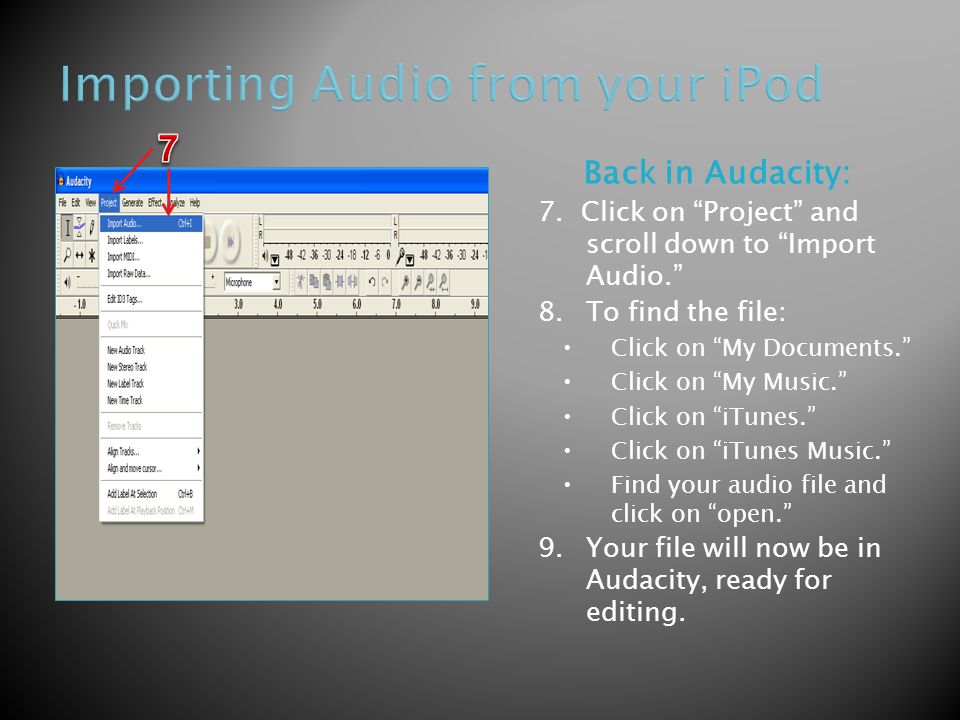 Back in Audacity: 7.