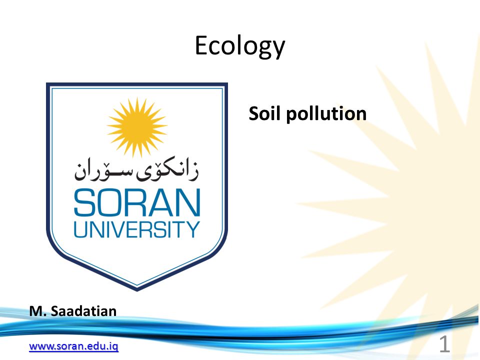 Ecology M. Saadatian Soil pollution 1