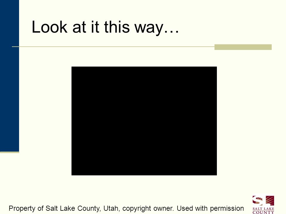 Look at it this way… Property of Salt Lake County, Utah, copyright owner. Used with permission