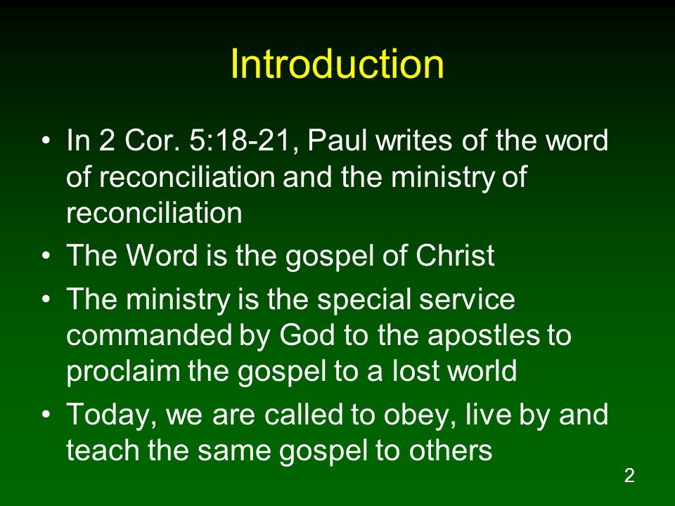 2 Corinthians Lesson 5 God Who Reconciled Us To Himself