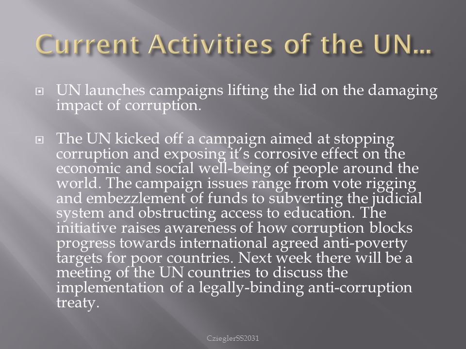  UN launches campaigns lifting the lid on the damaging impact of corruption.