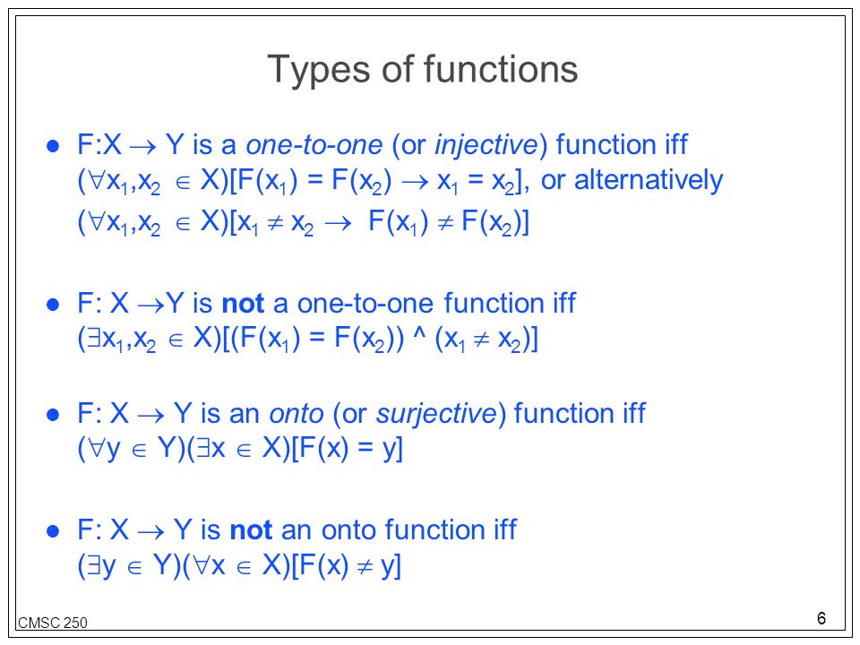 1 Cmsc 250 Chapter 7 Functions 2 Cmsc 250 Function Terminology L A Relationship Between Elements Of Two Sets Such That No Element Of The First Set Is Ppt Download 1 Cmsc 250 Chapter 7 Functions 2 Cmsc 250 Function Terminology L A Relationship Between Elements Of Two Sets Such That No Element Of The First Set Is Ppt Download