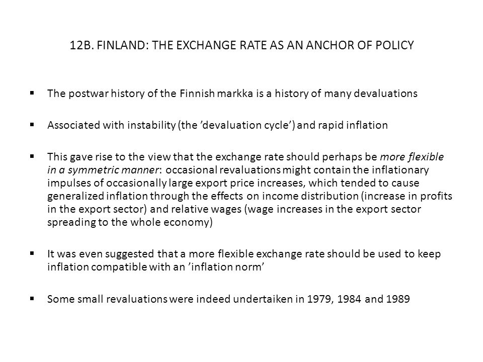 12b Finland The Exchange Rate As An Anchor Of Policy 1 12b Finland The Exchange Rate