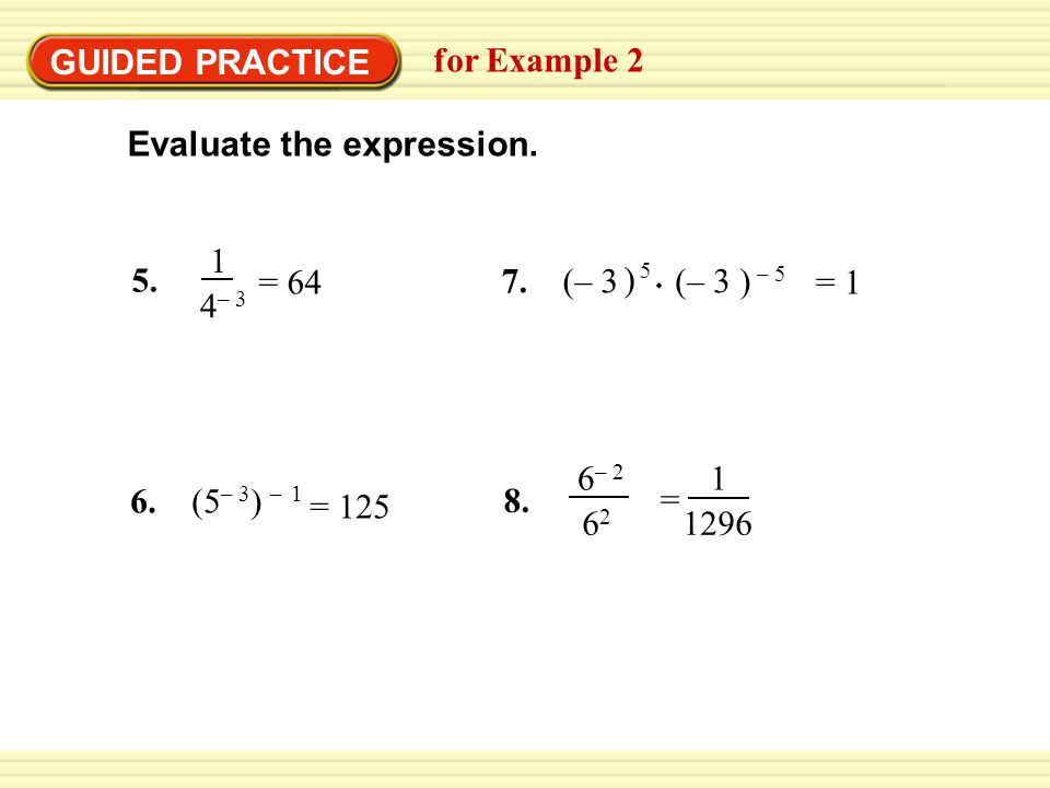 GUIDED PRACTICE for Example – 3 = 64 Evaluate the expression.