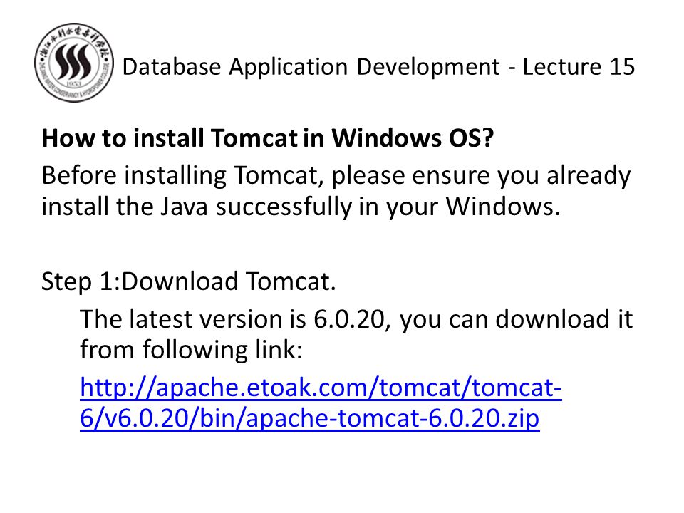 How to install Tomcat in Windows OS.