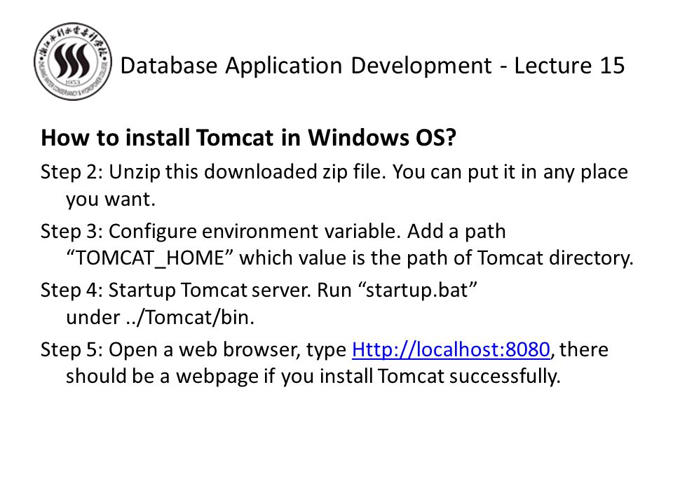 How to install Tomcat in Windows OS. Step 2: Unzip this downloaded zip file.