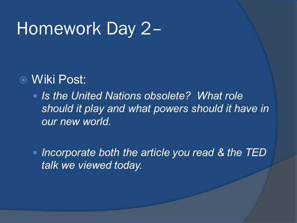 Homework Day 2–  Wiki Post: Is the United Nations obsolete.