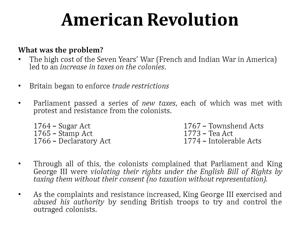 American Revolution Chart