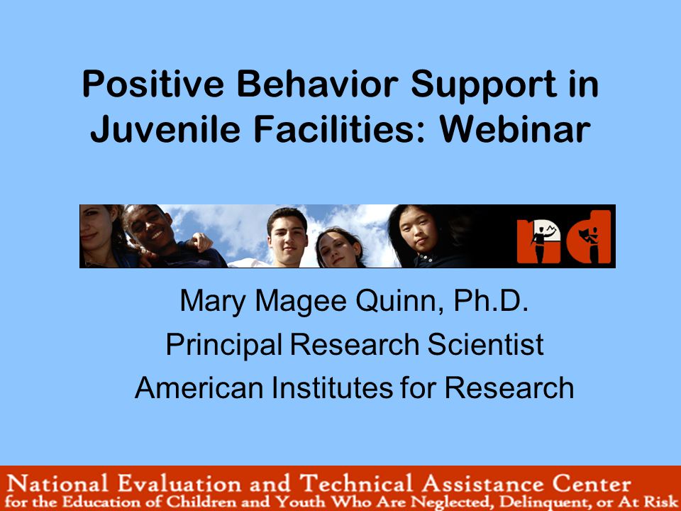 American Institutes For Research In The Behavioral Sciences Positive Behavior Support in Juvenile Facilities: Webinar Mary Magee