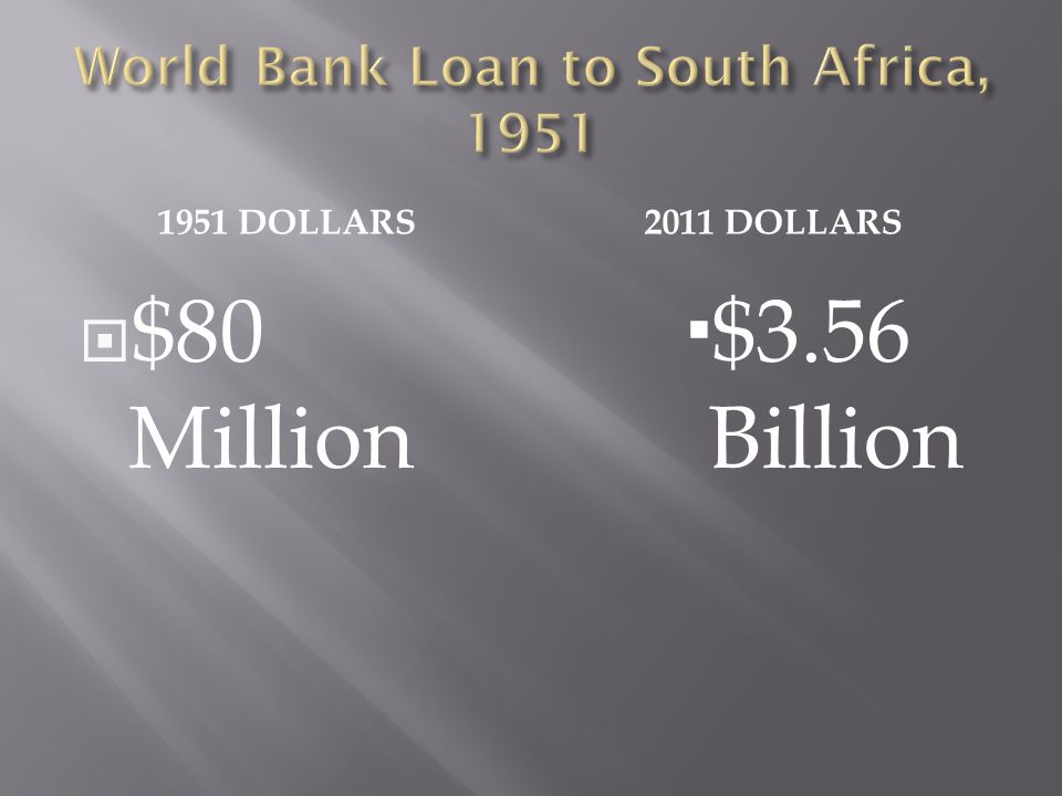 1951 DOLLARS2011 DOLLARS  $80 Million  $3.56 Billion