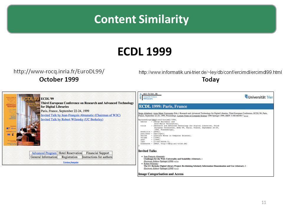 Content Similarity 11 ECDL October Today