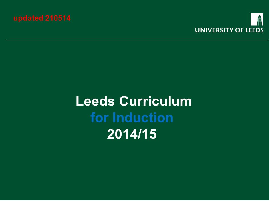 Leeds Curriculum for Induction 2014/15 updated