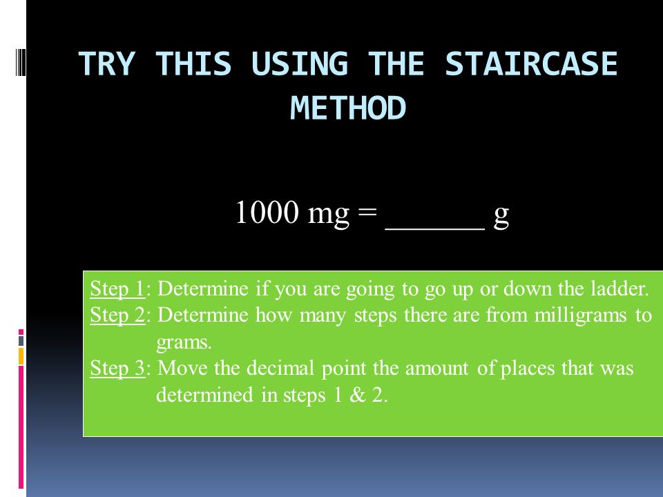 YouTube - metric conversions - shortcut method  Do the following conversions…  1678 mg to kg’s _____________  456 liters to ml’s ____________  6,789,000 mm’s to km’s _____________  1 liter to dl’s _____________  45 cm’s to km’s _______________
