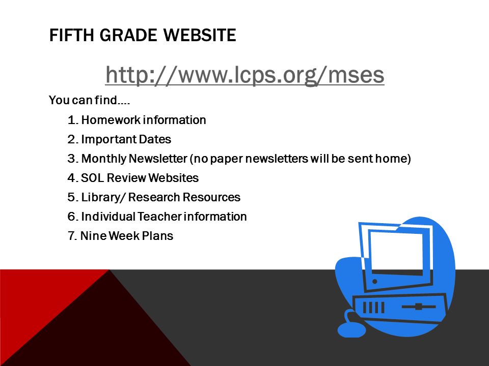 FIFTH GRADE WEBSITE   You can find….