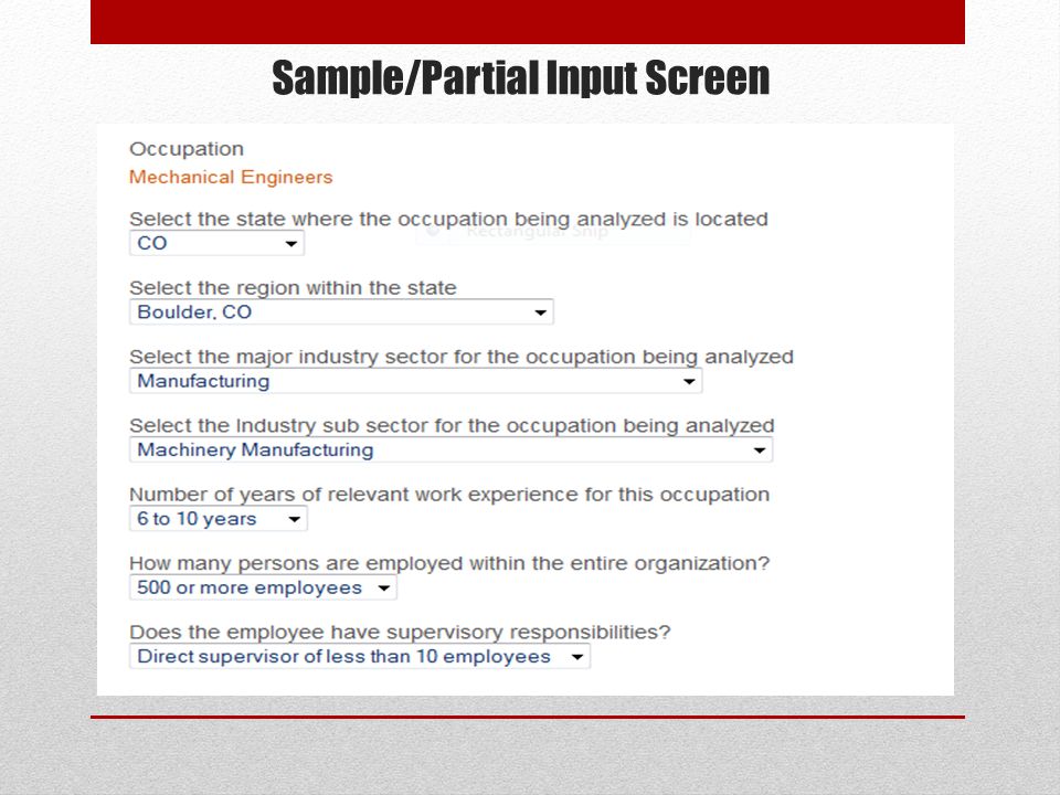 Sample/Partial Input Screen