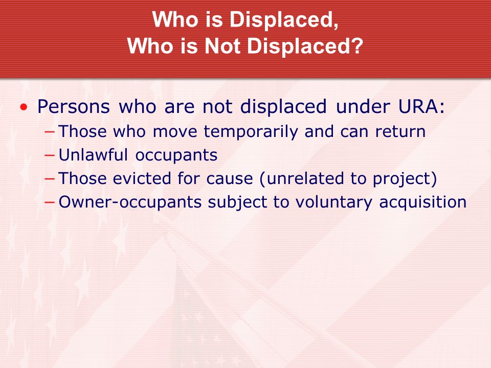 Who is Displaced, Who is Not Displaced.