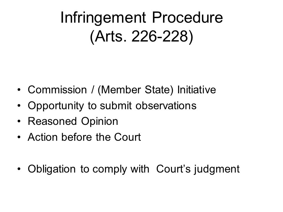 Infringement Procedure (Arts.