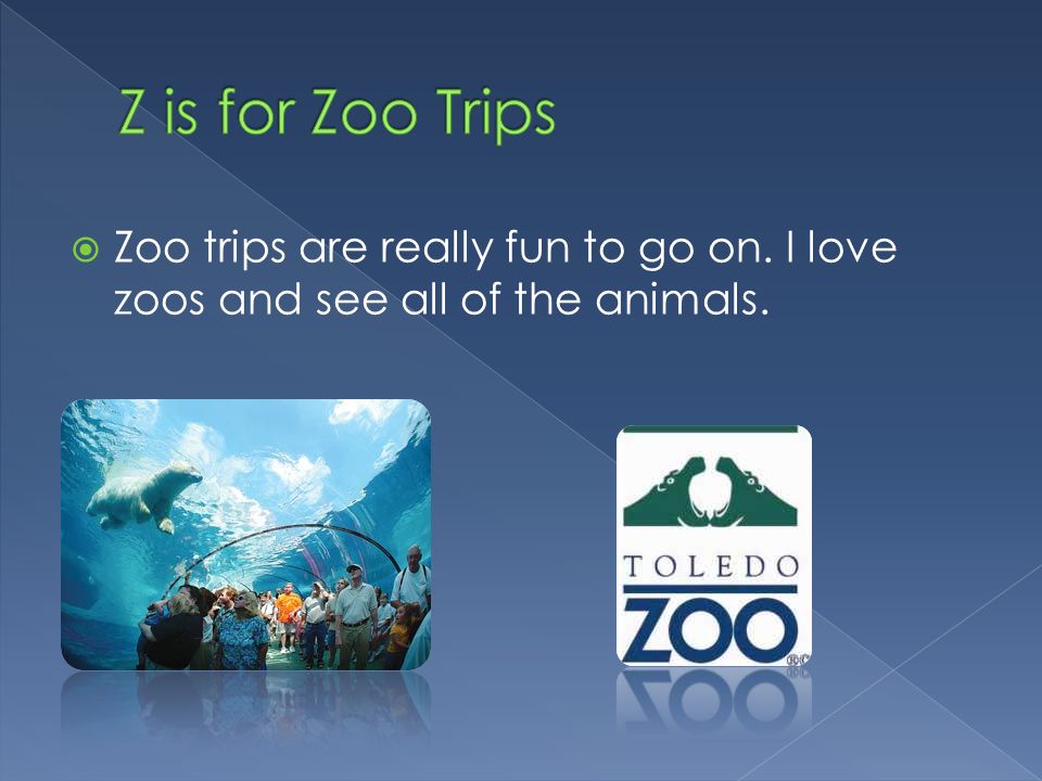  Zoo trips are really fun to go on. I love zoos and see all of the animals.
