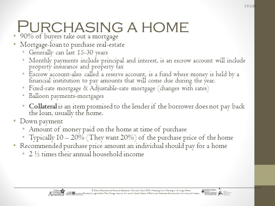 1.9.3.G1 © Family Economics & Financial Education – Revised March 2009 – Housing Unit – Renting vs.