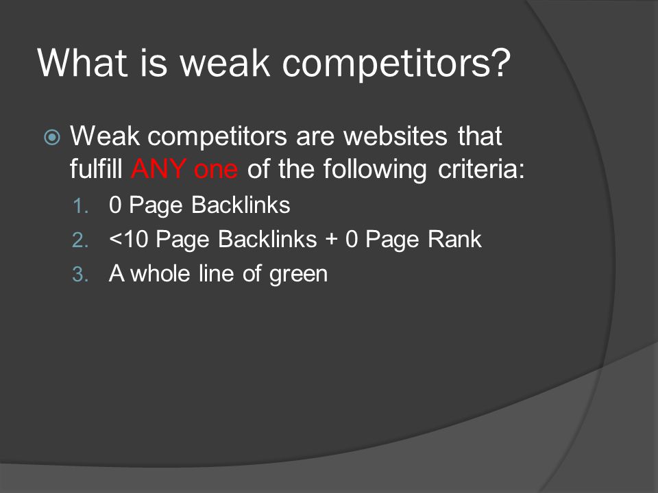 What is weak competitors.