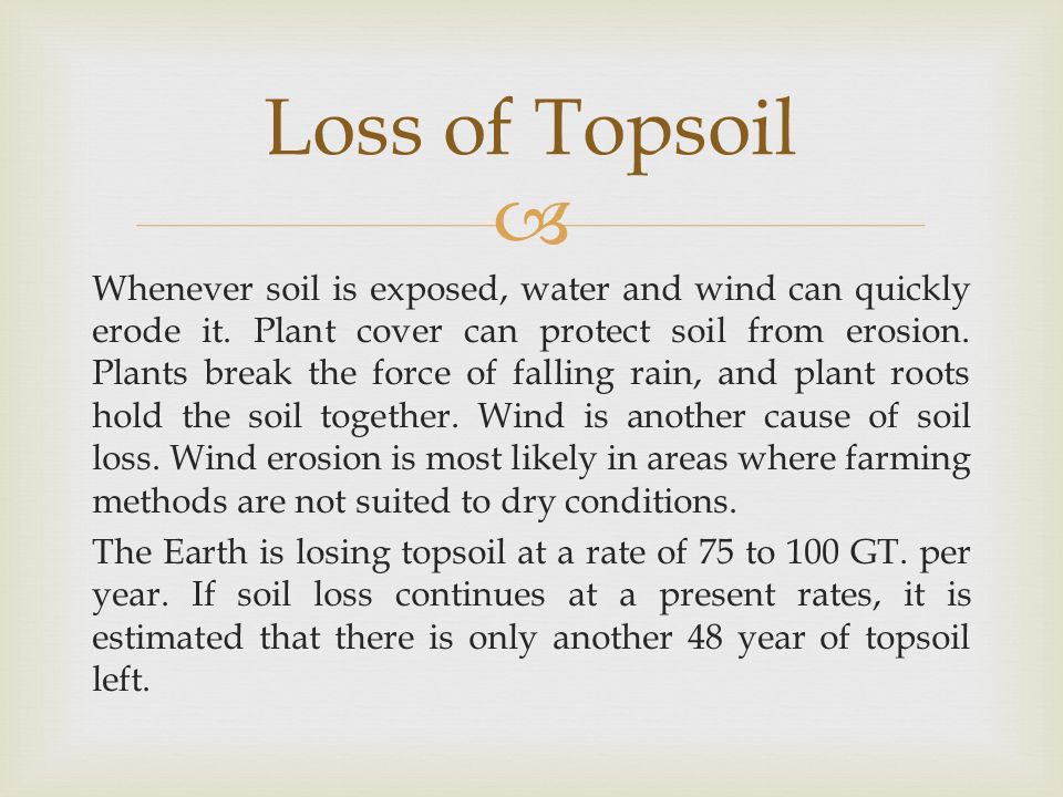  Whenever soil is exposed, water and wind can quickly erode it.