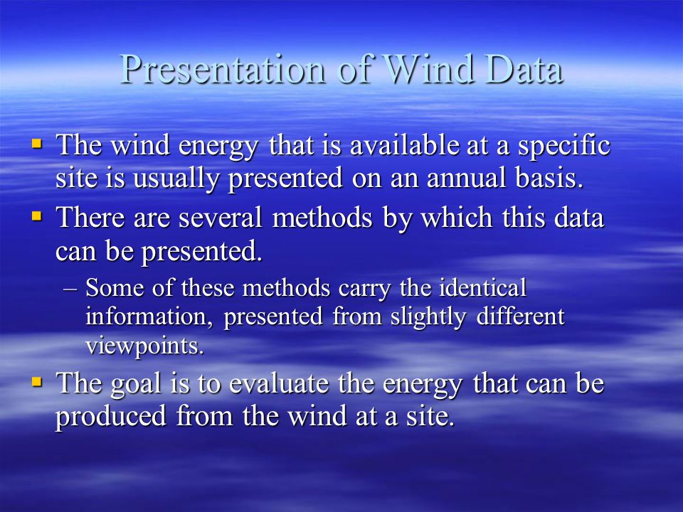 Wind data. Annual basis.