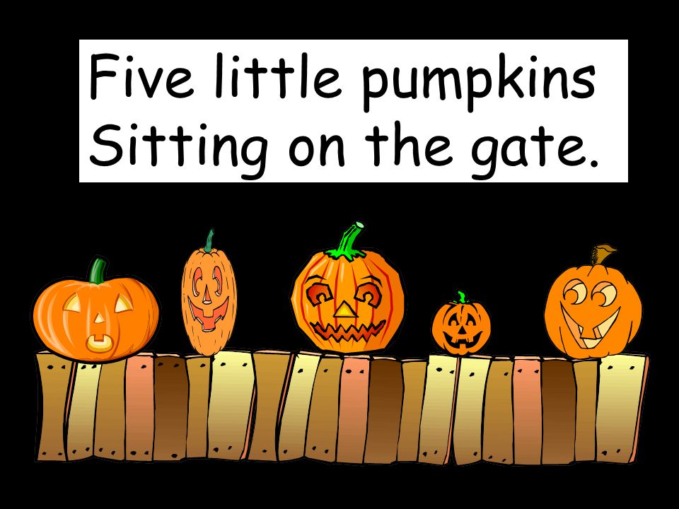 Five little pumpkins Sitting on the gate.