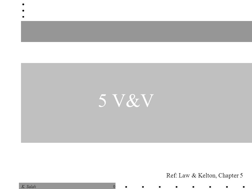 0K. Salah 5 V&V Ref: Law & Kelton, Chapter 5