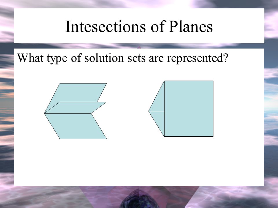 Intesections of Planes What type of solution sets are represented