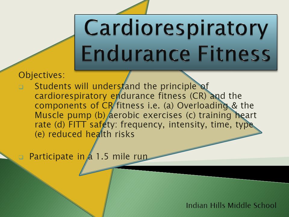 Objectives Ef 81 B1 Students Will Understand The Principle Of Cardiorespiratory Endurance Fitness Cr And Objectives Ef 81 B1 Students Will Understand The Principle Of Cardiorespiratory Endurance Fitness Cr And