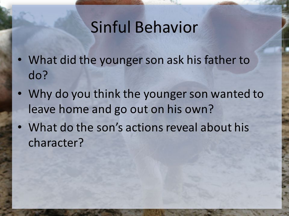 Sinful Behavior What did the younger son ask his father to do.