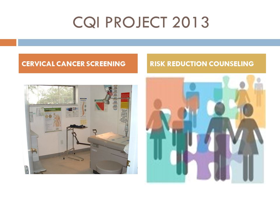 CQI PROJECT 2013 CERVICAL CANCER SCREENINGRISK REDUCTION COUNSELING