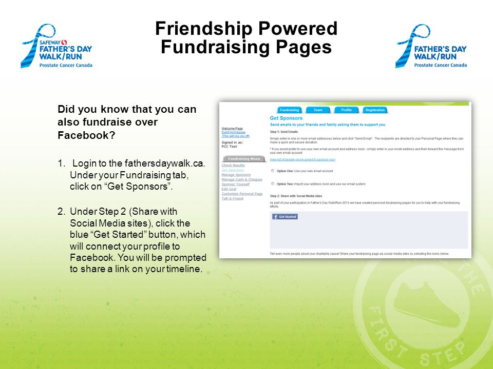 Friendship Powered Fundraising Pages Did you know that you can also fundraise over Facebook.