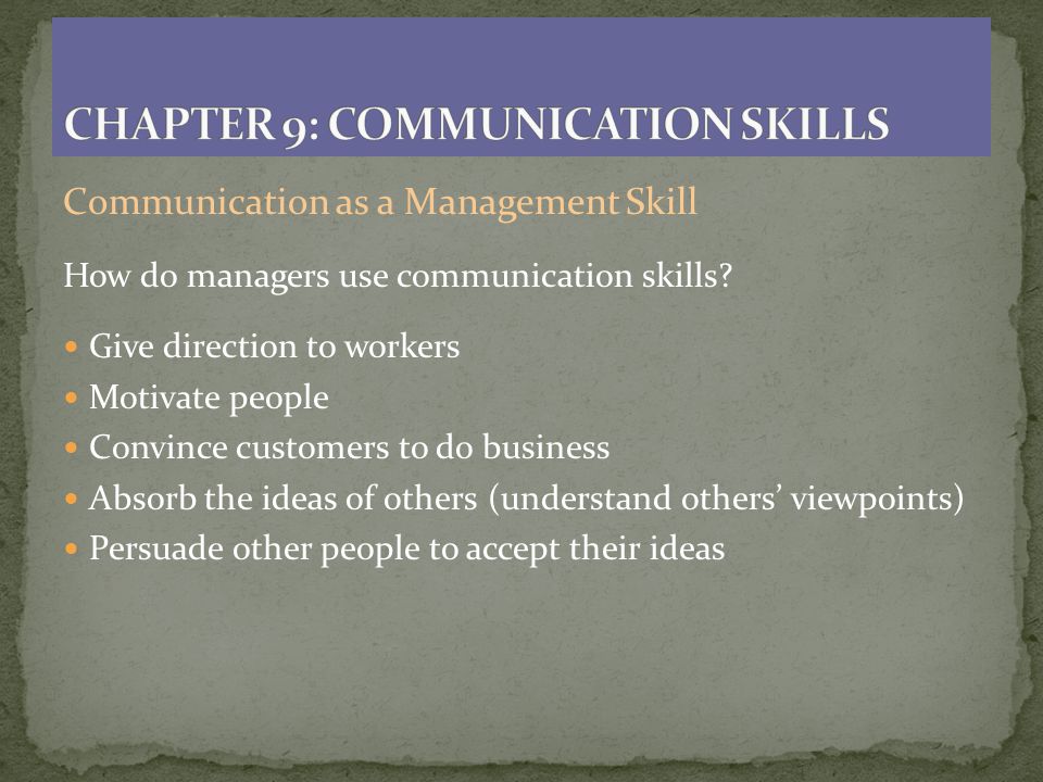 when you have completed this chapter you will be able to managers skills list