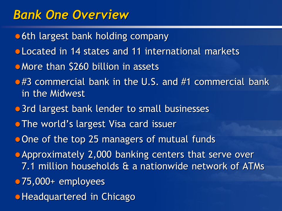 6th largest bank holding company 6th largest bank holding company Located in 14 states and 11 international markets Located in 14 states and 11 international markets More than $260 billion in assets More than $260 billion in assets #3 commercial bank in the U.S.