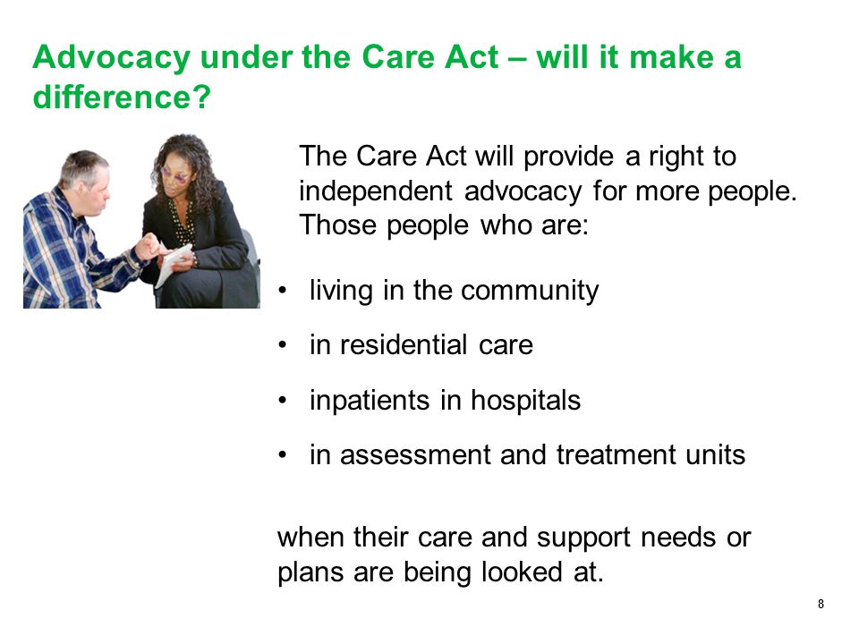 8 Advocacy under the Care Act – will it make a difference.