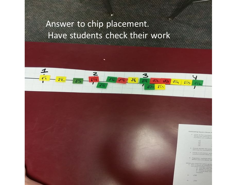 Answer to chip placement. Have students check their work