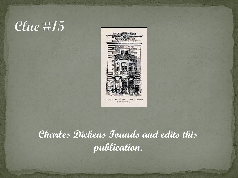 Charles Dickens Founds and edits this publication.