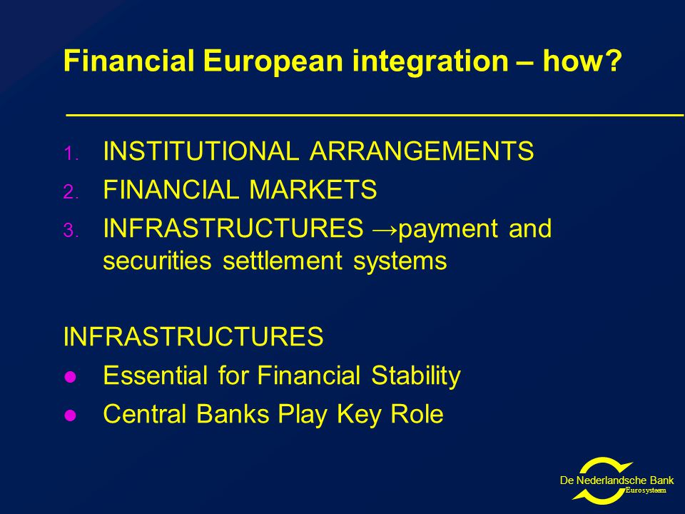 De Nederlandsche Bank Eurosysteem Financial European integration – how.